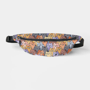 Colourful Cute Cat Crowd Pattern Whimsical Cat Fac Bum Bags