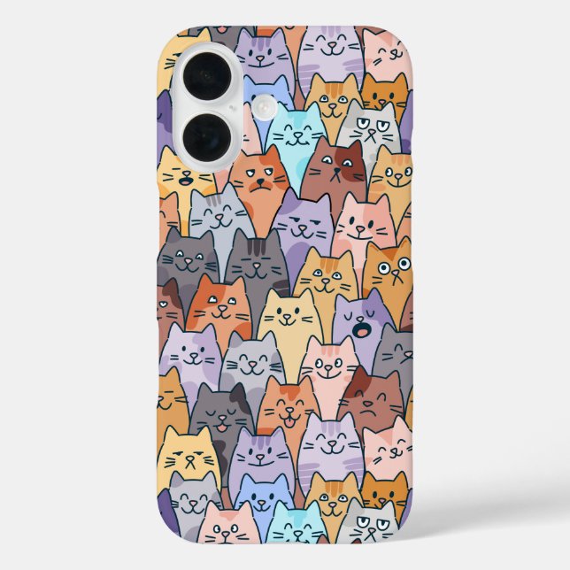 Colourful Cute Cat Crowd Pattern Whimsical Cat Fac Case-Mate iPhone Case (Back)