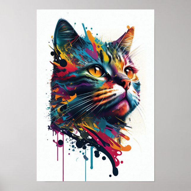 Colourful Cute Cat Poster (Front)