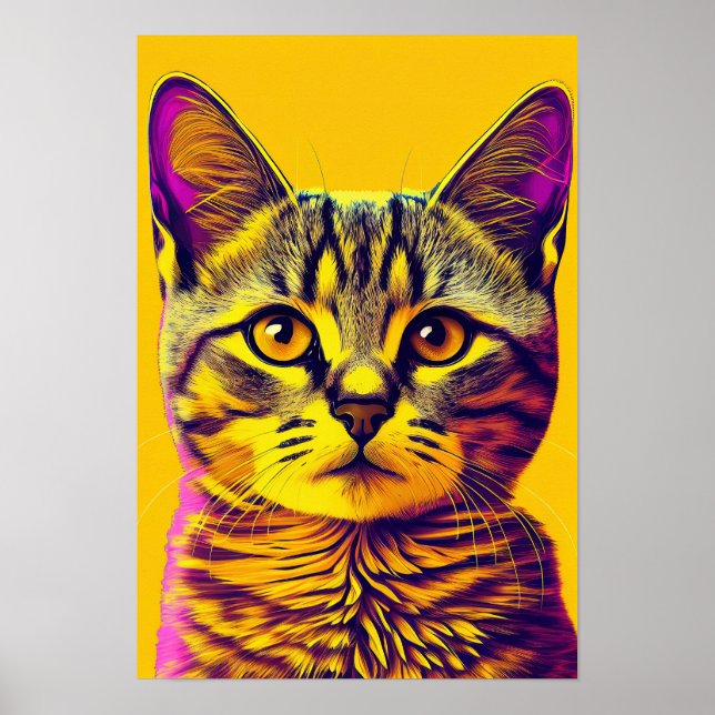 Colourful Cute Cat Poster (Front)