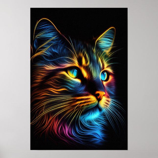 Colourful Cute Cat Poster (Front)