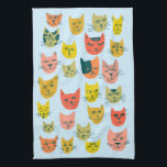 Colourful Cute Cats Kittens Blue Tea Towel<br><div class="desc">Decorate your kitchen with this cute towel. Makes a great housewarming or anniversary gift! 
You can customise it and add text too.
Check my shop for lots more colours and patterns plus matching kitchen stuff!</div>