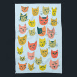 Colourful Cute Cats Kittens Blue Tea Towel<br><div class="desc">Decorate your kitchen with this cute towel. Makes a great housewarming or anniversary gift! 
You can customise it and add text too.
Check my shop for lots more colours and patterns plus matching kitchen stuff!</div>