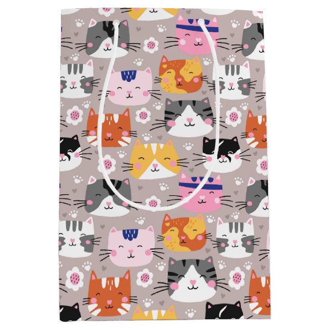 Colourful Cute Cats Medium Gift Bag (Front)