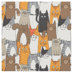 Colourful Cute Cats Pattern Fabric