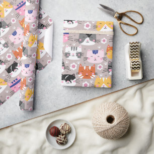 Colourful Cute Cats Wrapping Paper