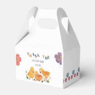 Colourful Cute Chicken Family Floral Thank You Favour Box