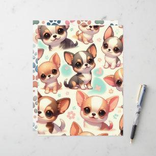 Colourful Cute Chihuahua Dog Scrapbook Paper