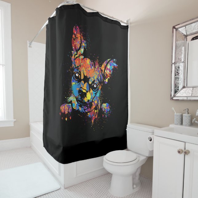 Colourful Cute Chihuahua Shower Curtain (In Situ)