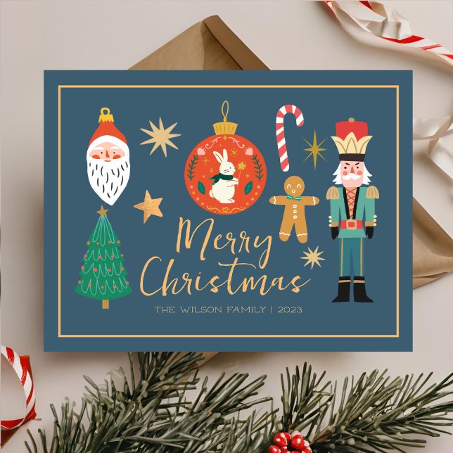 Colourful Cute Christmas Noel Nutcracker Cookie Holiday Card (Creator Uploaded)