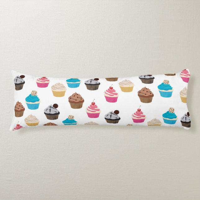 Colourful Cute Cupcakes Pattern  Body Cushion (Front)