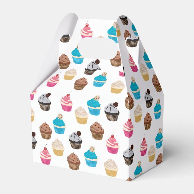 Colourful Cute Cupcakes Pattern  Favour Box (Front Side)