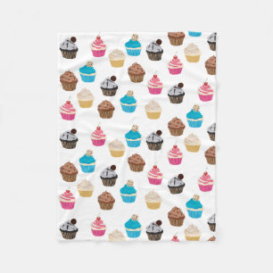 Colourful Cute Cupcakes Pattern  Fleece Blanket
