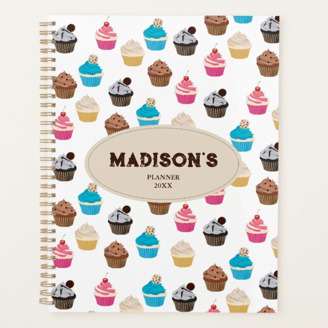 Colourful Cute Cupcakes Pattern Recipe Planner (Front)