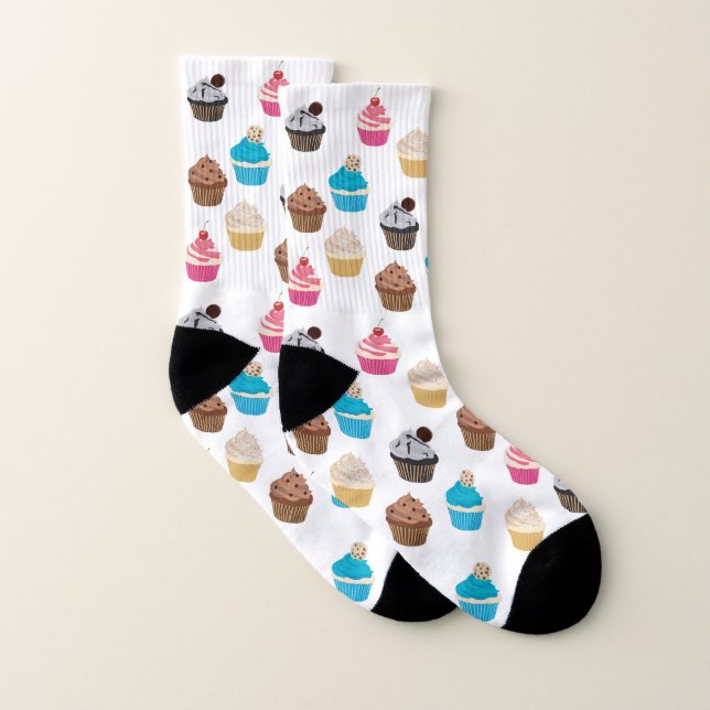 Colourful Cute Cupcakes Pattern  Socks (Pair)