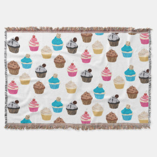 Colourful Cute Cupcakes Pattern  Throw Blanket