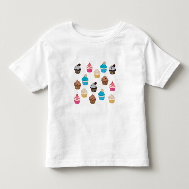 Colourful Cute Cupcakes Pattern  Toddler T-Shirt (Front)