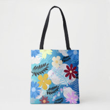 Colourful Cute Daisies Ferns Bubbles Clouds Patter