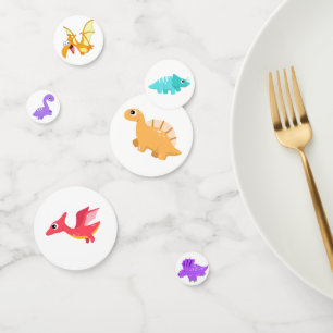Colourful Cute Dino Birthday Party Confetti