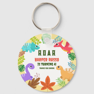 Colourful Cute Dino Birthday Party  Key Ring