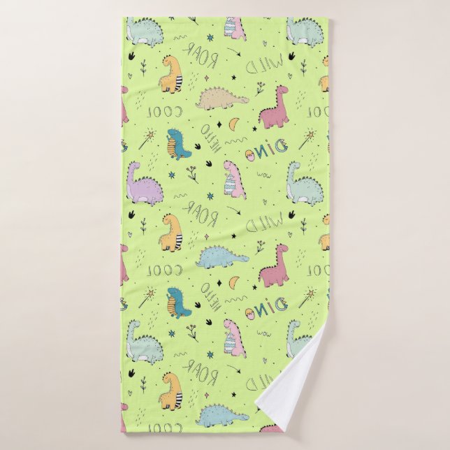 Colourful, cute dinosaur cartoon pattern bath towel (Bath Towel)