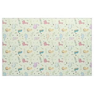 Colourful cute dinosaur cartoon pattern fabric