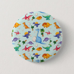 Colourful Cute Dinosaur Pattern 6 Cm Round Badge
