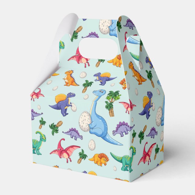 Colourful Cute Dinosaur Pattern Favour Box (Back Side)