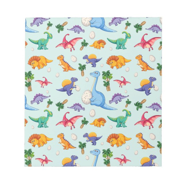 Colourful Cute Dinosaur Pattern Notepad (Front)