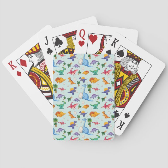 Colourful Cute Dinosaur Pattern Playing Cards (Back)