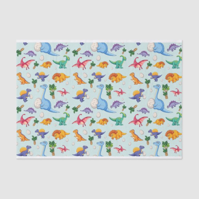 Colourful Cute Dinosaur Pattern Tissue Paper (Front)