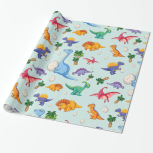 Colourful Cute Dinosaur Pattern Wrapping Paper