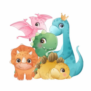 Colourful Cute Dinosaurs Baby Shower Cake Topper  Standing Photo Sculpture