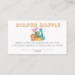Colourful Cute Dinosaurs Diaper Raffle Baby Shower Business Card