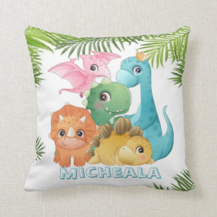 Colourful Cute Dinosaurs Monogram  Cushion