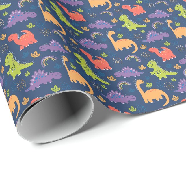 Colourful Cute Dinosaurs Pattern Wrapping Paper (Roll Corner)
