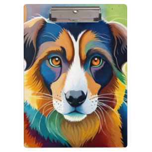 Colourful cute dog portrait close up clipboard