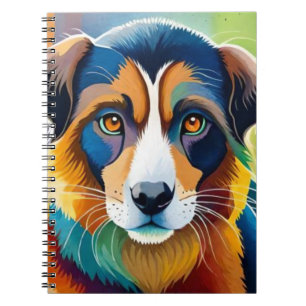 Colourful cute dog portrait close up notebook
