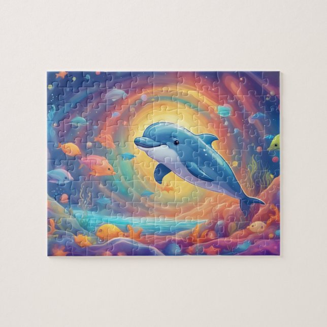 Colourful Cute Dolphin Jigsaw Puzzle (Horizontal)