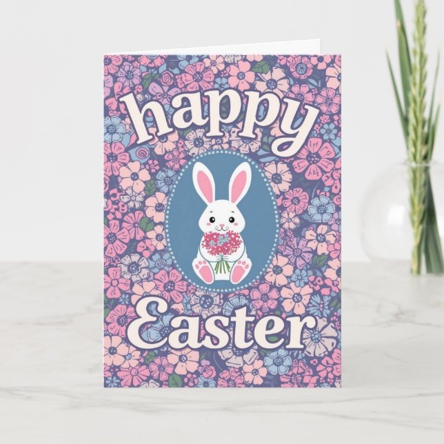 Colourful Cute Easter Card , Personalised Easter  (Front)