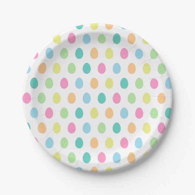 Colourful Cute Easter Egg Pattern Paper Plate (Front)