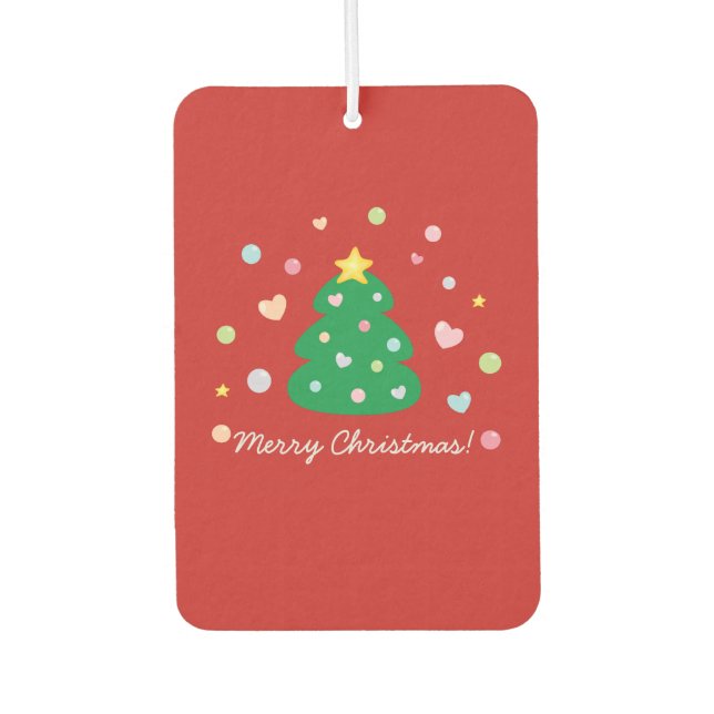 Colourful Cute Festive Merry Christmas Tree Car Air Freshener (Front)