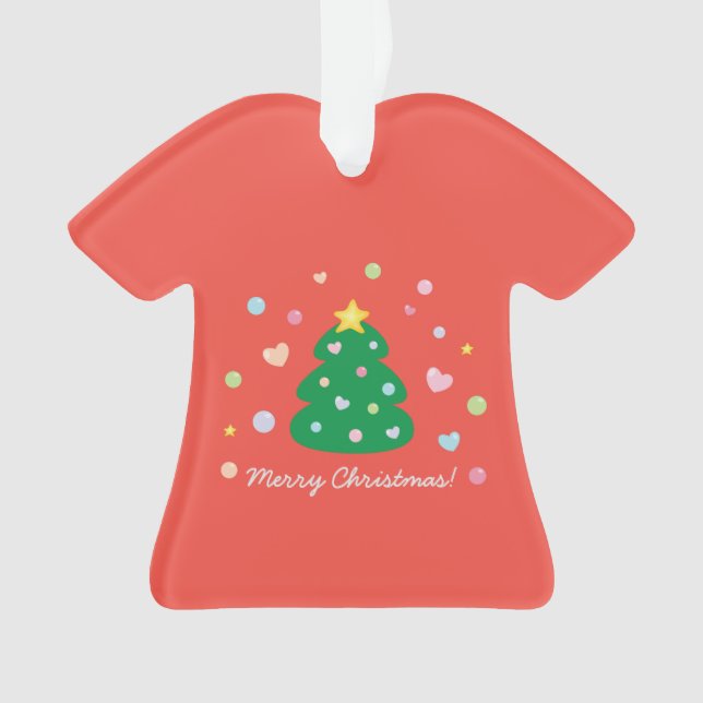 Colourful Cute Festive Merry Christmas Tree Ornament (Front)