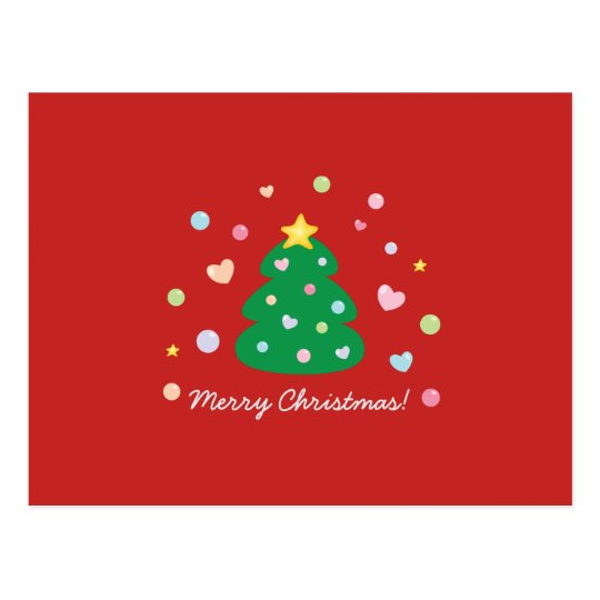 Colourful Cute Festive Merry Christmas Tree Postcard