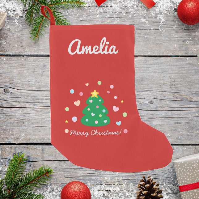 Colourful Cute Festive Merry Christmas Tree Small Christmas Stocking (Creator Uploaded)