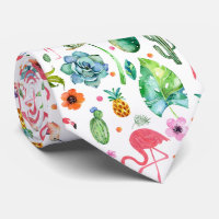 Colourful Cute Flamingos & Tropical Flowers & Leaf