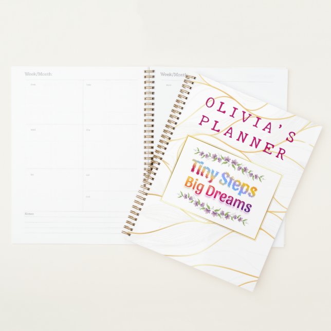 Colourful Cute Floral Custom Name  Planner (Display)
