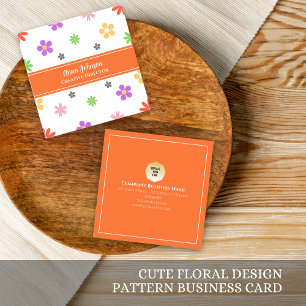 Colourful Cute Floral Design Pattern Square Business Card