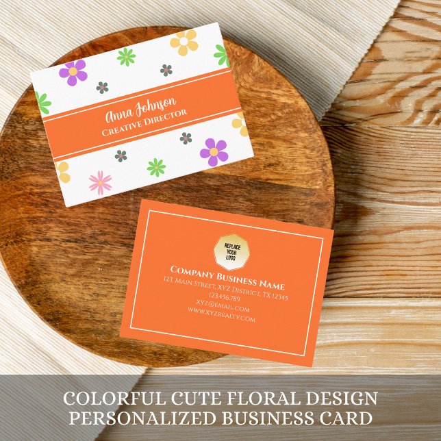 Colourful Cute Floral Design Personalised  Business Card (Creator Uploaded)