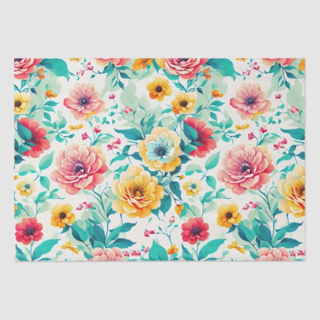 Colourful Cute Floral Pattern Tissue Paper (Front)